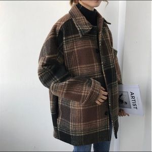 Buttoned Plaid Jacket